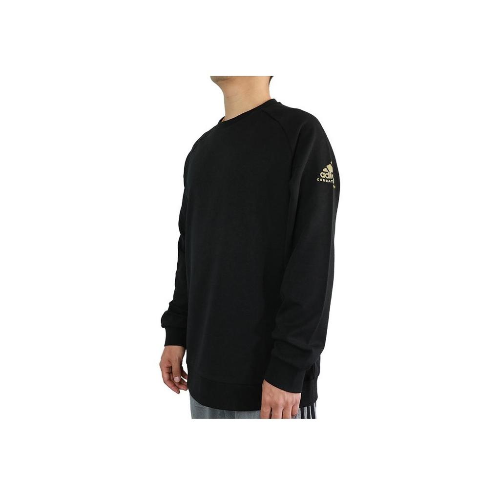 Adidas Sports Casual Crew Neck Pullover Sweatshirt Black Side Gold Logo Unisex Sweatshirt ADICSTL05-BG