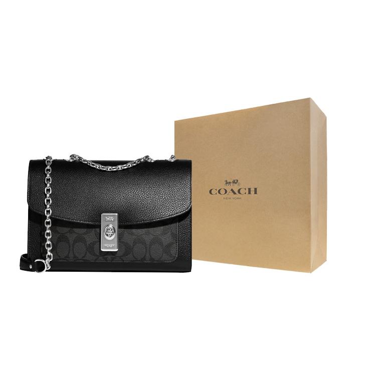 New COACH Lane Cow Leather Crossbody Bag Shoulder Bag Women's Black CC330-SVTSQ