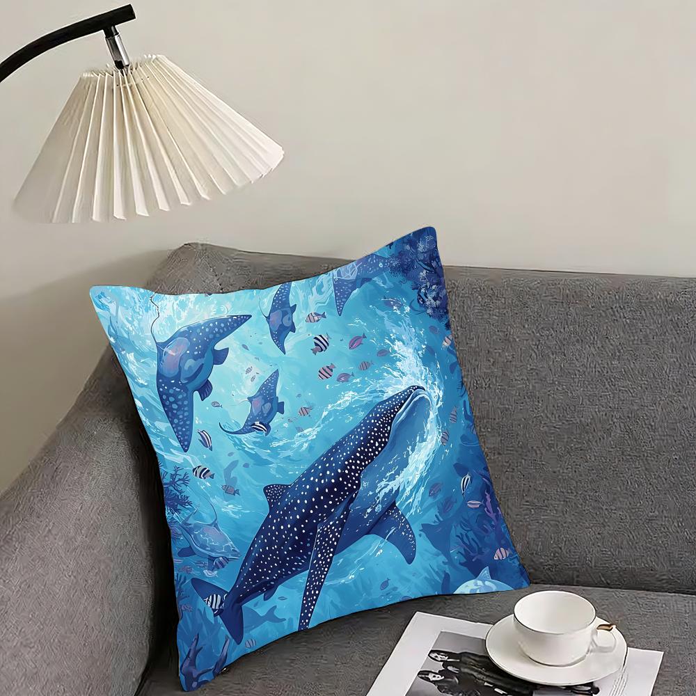 Whale Fashion Cushion Cover Pillowcase Ultra Soft Skin Friendly Fabric Cloud Like Comfort Concealed Zipper