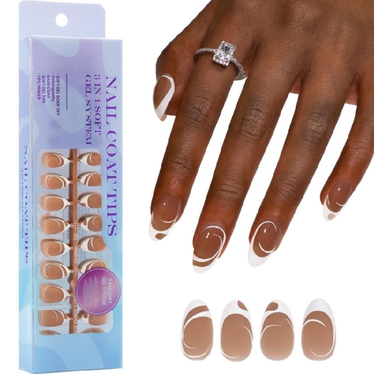 

Короткі мигдалеподібні м які гелеві типси для нігтів, Повні типси для нігтів, Короткі типси для гелевих нігтів, Готові типси X Coat