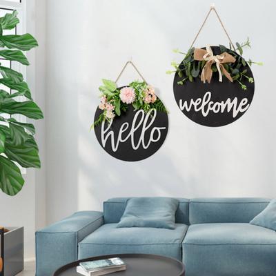 Welcome Sign, with Flower Decor Wear-Resistant Wreath, Front Door Welcome Wreath for Family Friends Co-Workers Garden Balcony