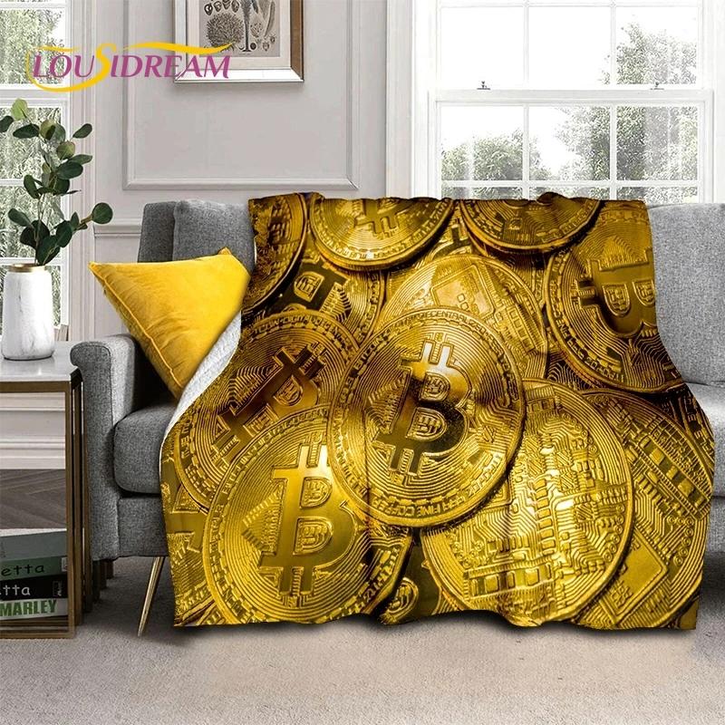 Bitcoin 3D Virtual Currency NFT Blanket,Soft Throw Blanket for Home Bedroom Bed Sofa Picnic Travel Office Cover Blanket Kid gift