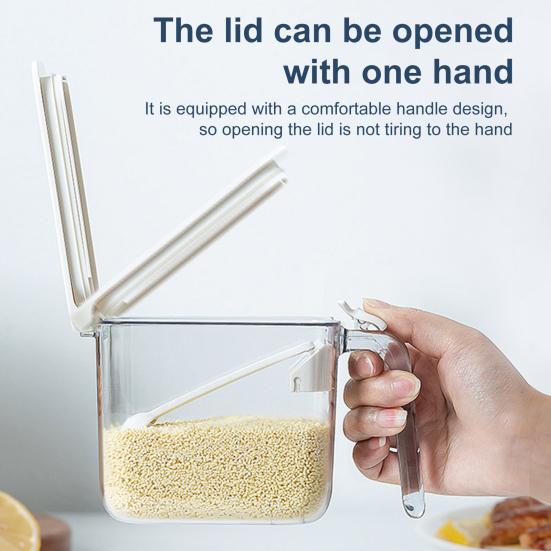 Seasoning Bottle with One-Hand Open Lid Measuring Spoon Silicone Ring Moisture-Proof Small Size Seasoning Shaker