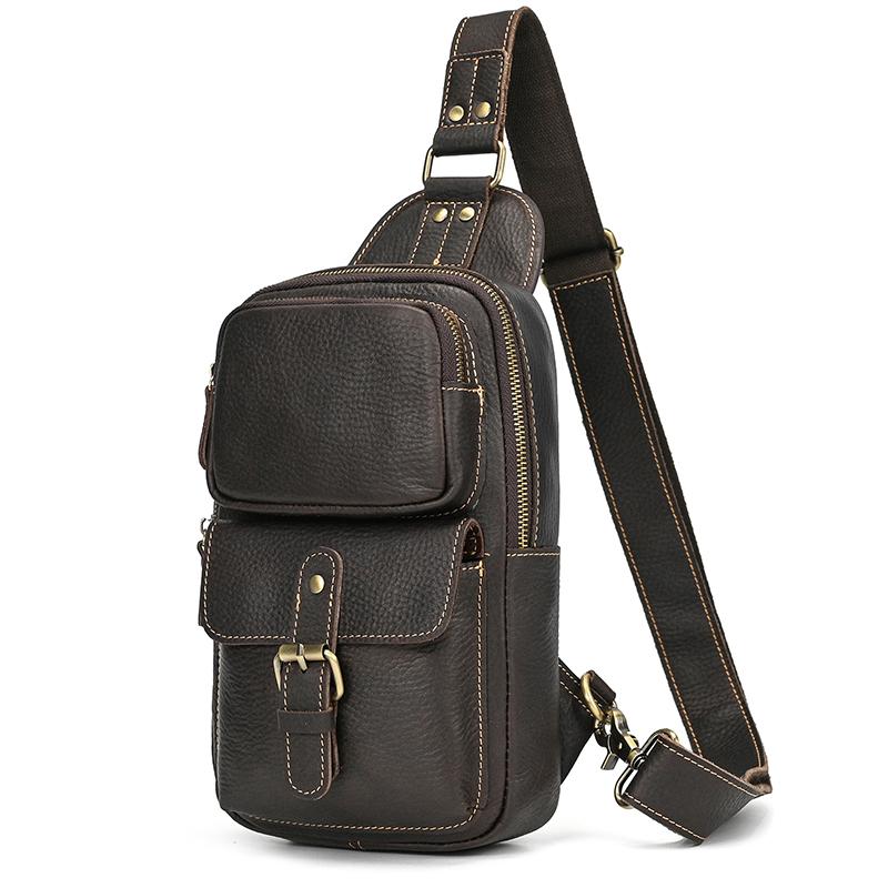 

New Designer Luxury Designer Chest Bag Single Shoulder Backpack Bag For Men Male Chest Pack Vintage Style Dropshipping Men Bag темный кофе