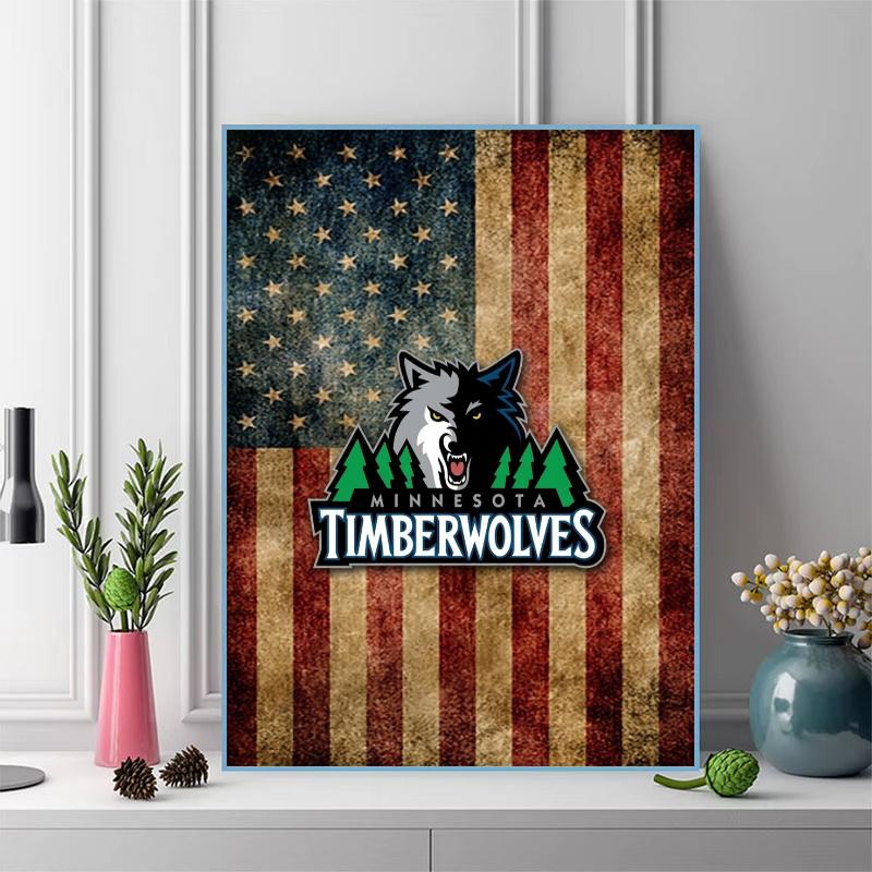 minnesota Timberwolves 100% Round Full Drill 5D DIY Diamond Painting Embroidery Cross Stitch Rhinestone Décor toilet 3 piece set