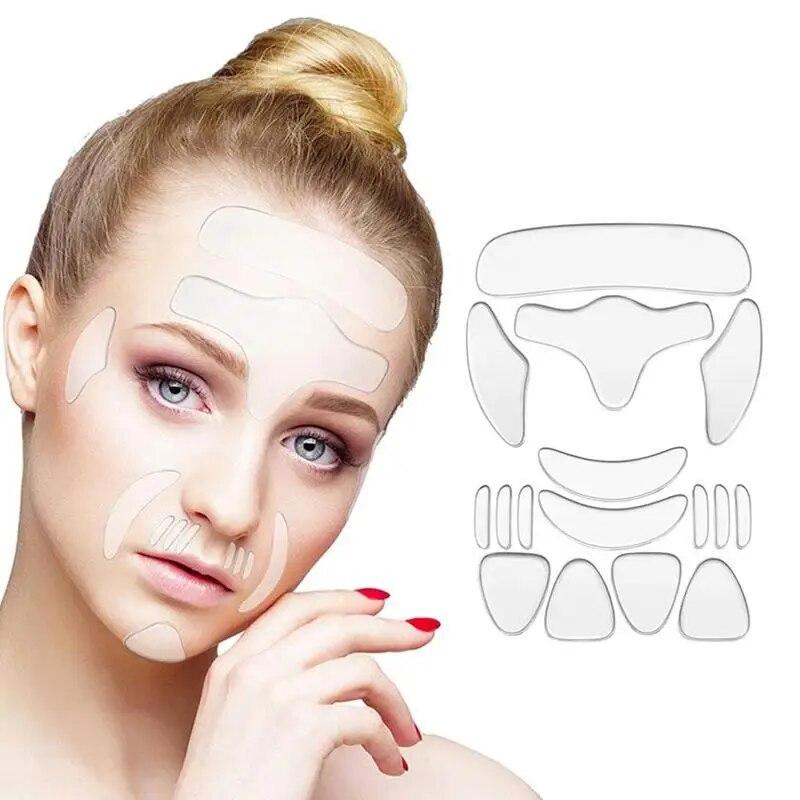 16Pcs Face Eye Patches Wrinkle Removal Face Lifting Beauty Tools Reusable Silicone Anti-wrinkle Face Forehead Cheek Chin Sticker