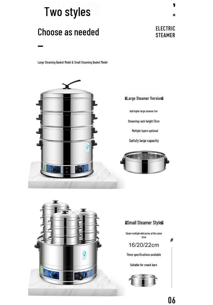 Commercial Three-Hole Steamer for Xiaolongbao, Dumplings, Buns, and Breakfast Shop Use