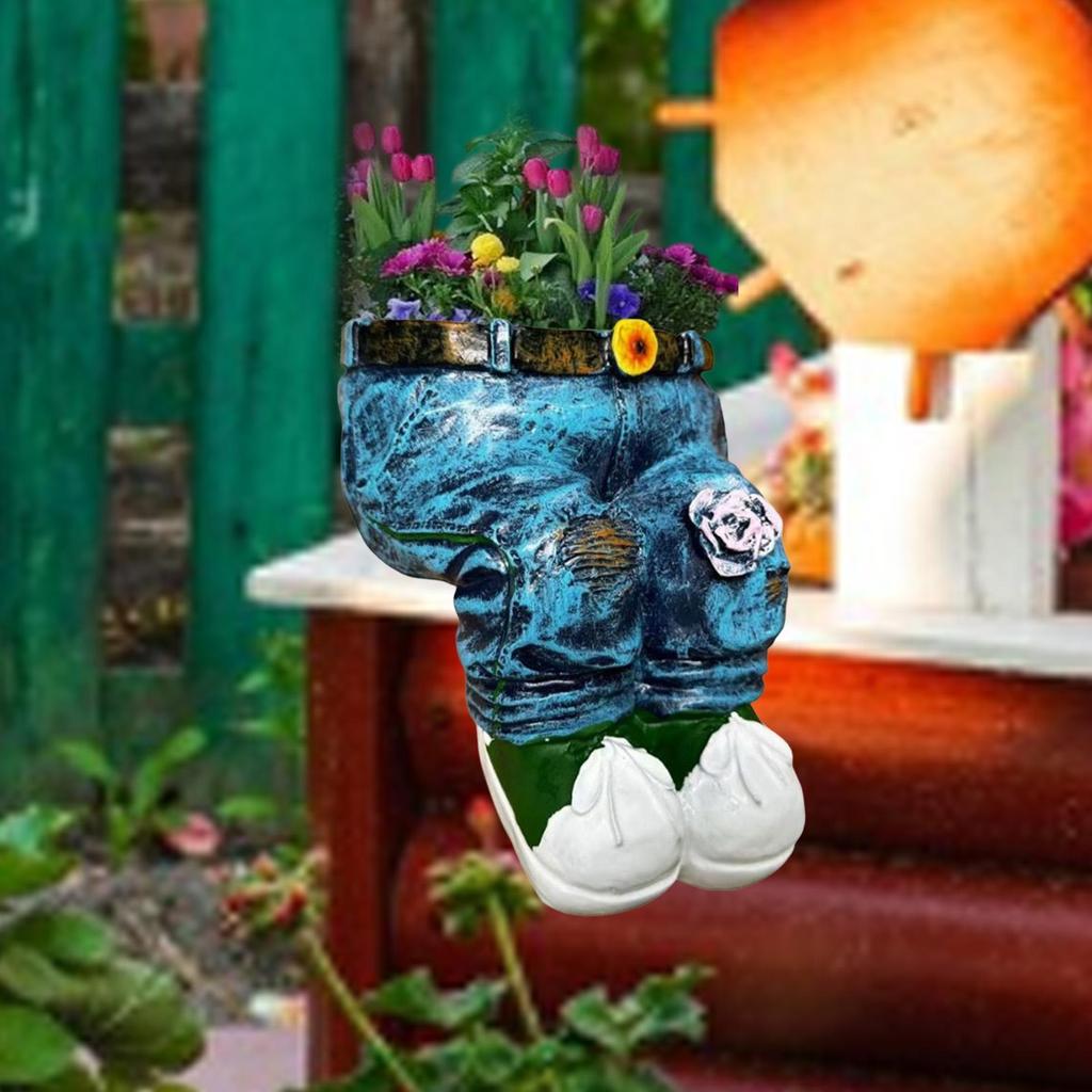 Jeans Shape Planter Denim Pants Resin Flower Pot Patio Decor Denim Clothes Pants Flowerpot Novelty Creative Lawn Flower Pot