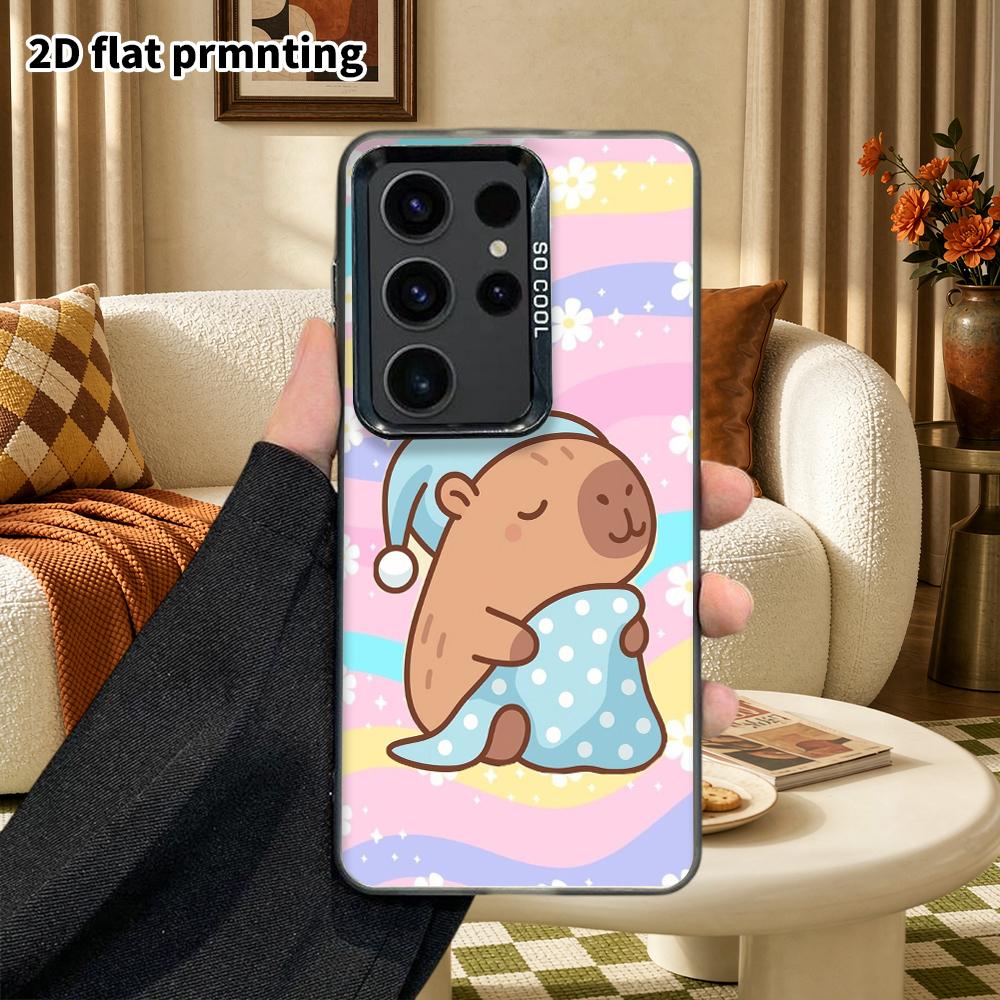 Phone Case: 2D Flat Samsung Galaxy A34 A35 M05 M06 S20 S22 S21 FE Plus 5G Protective Case, Couples Style, Pajama Capybara, Christmas and Halloween Gif