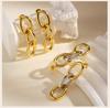 Chunky Symmetrical Link Chain Dangle Drop Earring, Stainless Steel Geometric Earring Women, Minimalist Jewelry Waterproof