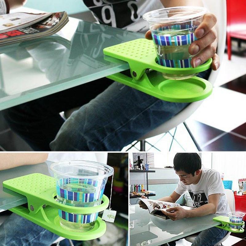 Portable Drinking Cup Holder Desk Table Side Bottle Clip Clamp For Offices Cup Coffee Drink Holder