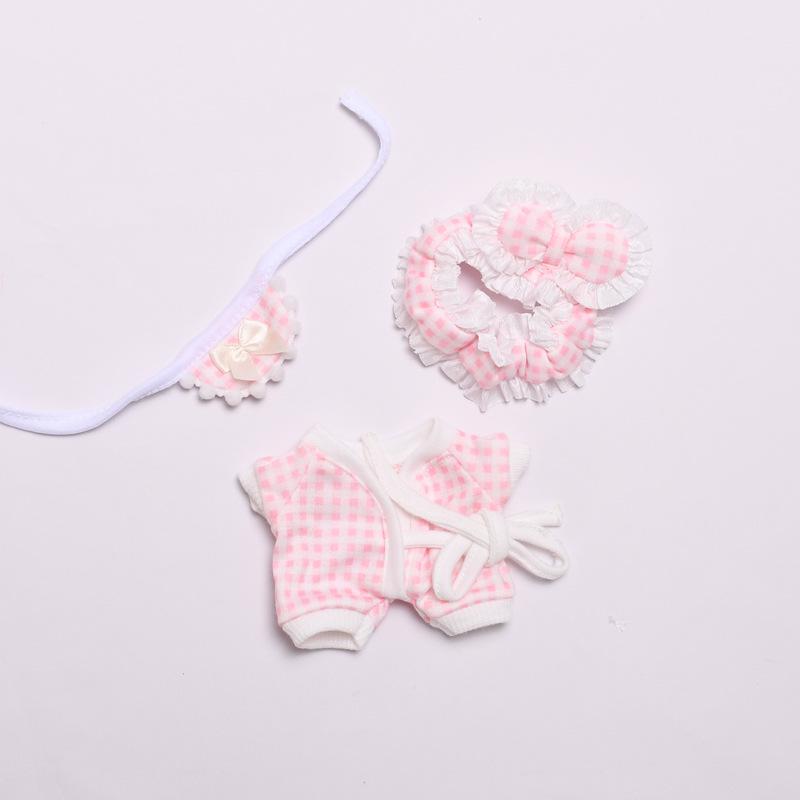 

Одежда для куклы Клетчатая пижама Набор из 3 предметов для 15-сантиметровой куклы-брелка Fits 15cm Pendant Doll