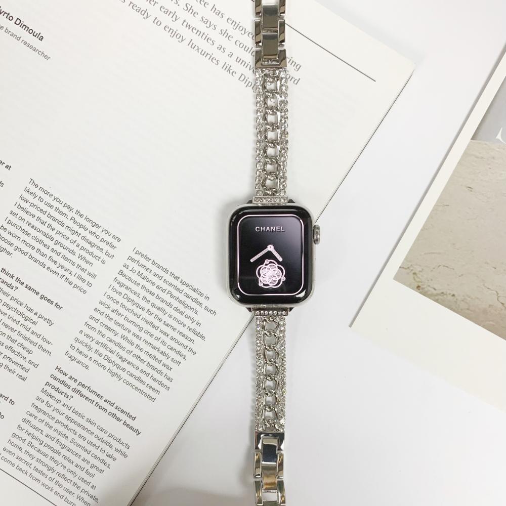 Luxury Diamond Band for Apple Watch Series Ultra 9 8 7 41 45mm Stainless Steel  Bracelet for IWatch 4 5 6 40 44mm 38 42mm Strap