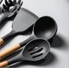 9 Pcs/set Silicone Kitchen Tools Cooking Sets Soup Spoon Spatula Non-stick Shovel with Wooden Handle Special Heat-resistant