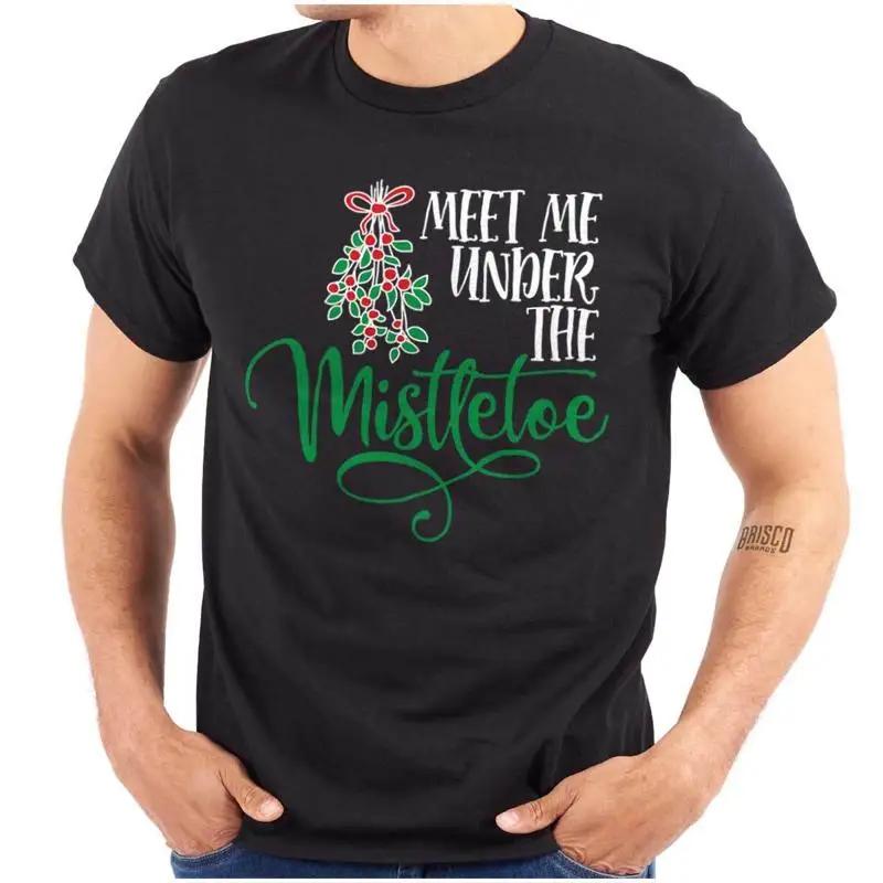 Christmas Meet Me Under The Mistletoe Xmas Unisexs Or Unisexs Crewneck T Shirt Tee