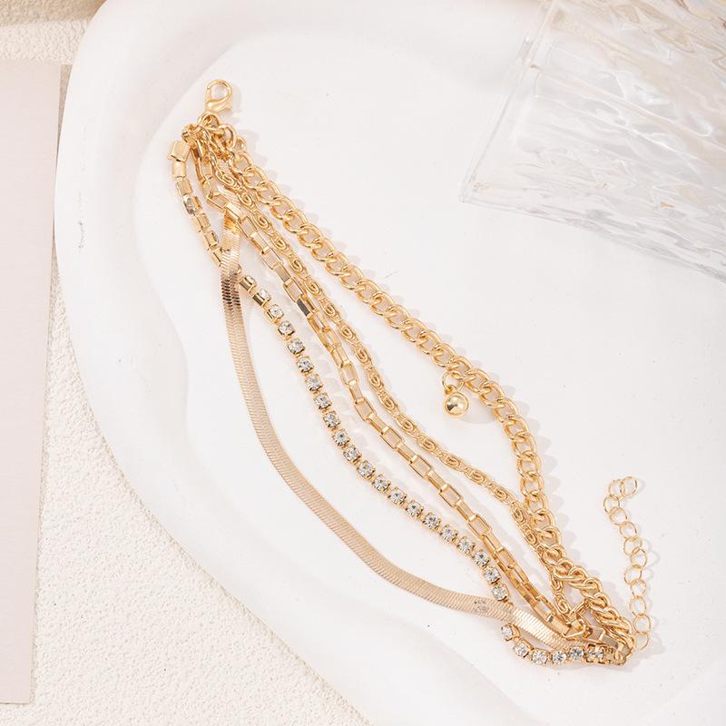 Autumn new jewelry alloy multi-layer stacked bracelet personalized niche diamond-encrusted bracelet women