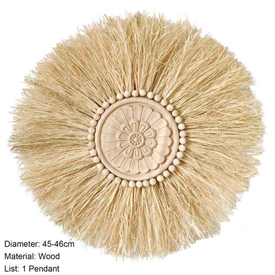 Ornament de paie Creativ țesut Macrame Mărgele din lemn de perete rotund Decor pentru fermă