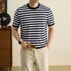 Summer Middle-Aged & Young Comfortable Casual Men's Short Sleeve Wind Striped Short Sleeve