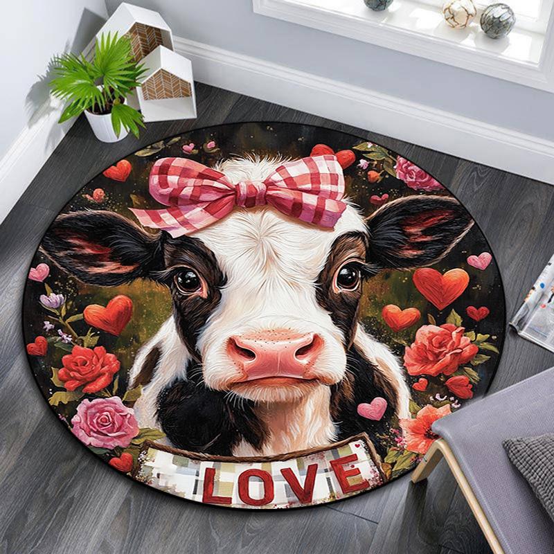 Calf Round Area Rug,Carpet Rug for Living Room Bedroom Sofa Playroom Decor,Non-slip Floor Mat