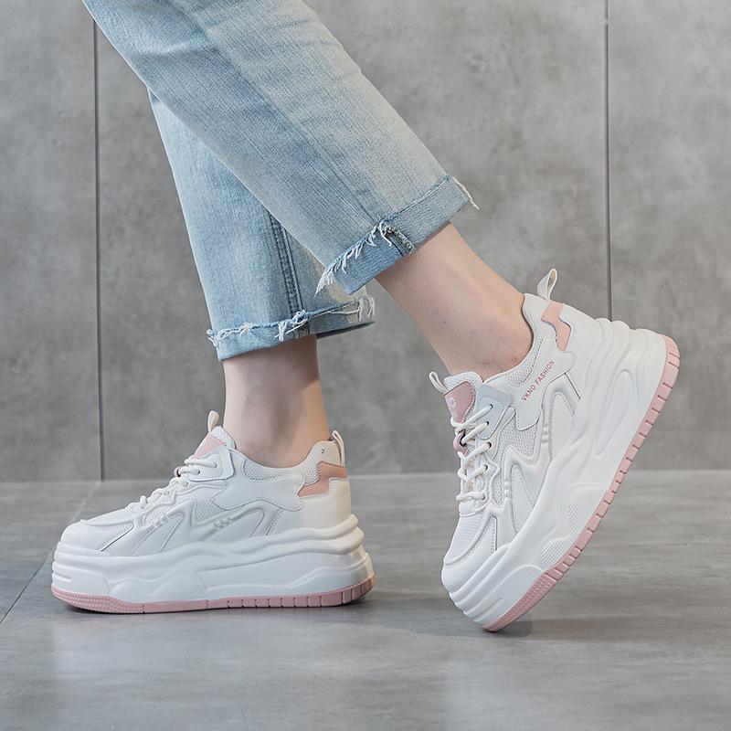 Inner height increase women's autumn new thick-soled white shoes casual shoes low-top breathable sports women's shoes