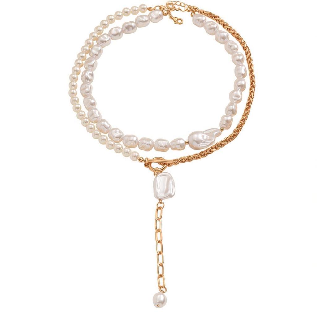 European and American Pearl Necklace Light Luxury Niche High-end Retro Jewelry Irregular Baroque Pearl Necklace