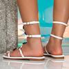 Fashion Eilyken Gladiator Hollow Out Narrow Band Flats Heels Womans Sandals Summer Open Toe Buckle Strap Casual Shoes