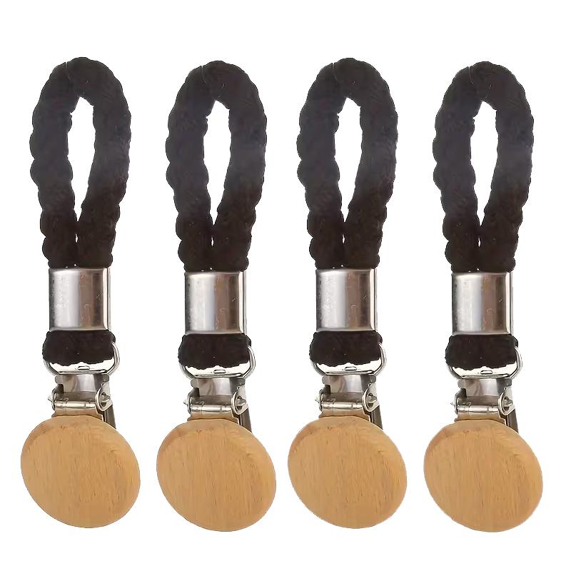 Wall Mounted Stainless Steel Towel Clips with Cotton Rope Bathroom Organizer Multi Functional Storage Hooks for Bathroom Kitchen Home Use