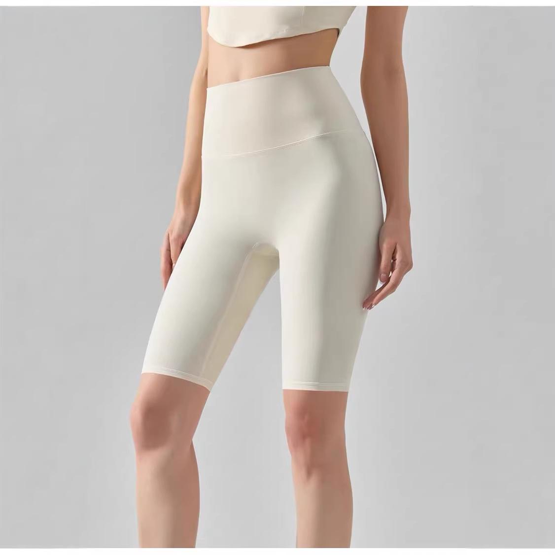 Women s Quick-Dry ALO Breathable High-Waisted Yoga Shorts - Lightweight, Elastic, Five-Point Cycling/Running. Large белый