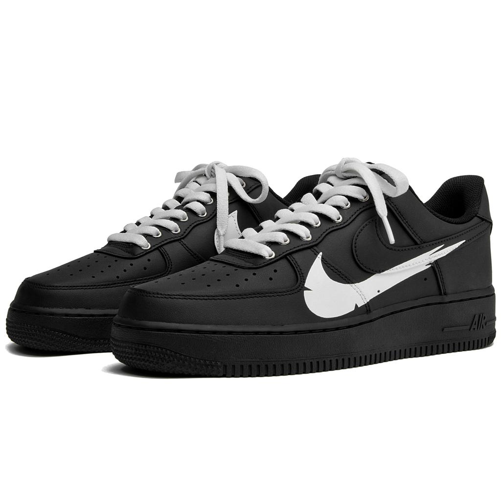 Nike Air Force 1 Trendy Abrasion Resistant Balance Low top Skateboard Shoes Unisex Black White CW2288-001(Team55-BigSwoosh)