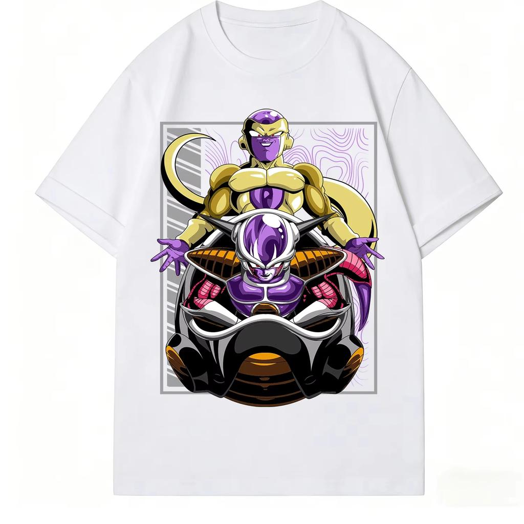 Dragon Ball Vintage Frieza Multiple Forms Print pure Cotton 2026 Summer men T-Shirt Unisex High Quality Casual Streetwear