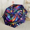 Flame And Ice Symbol Portable Automatic Umbrella Sturdy 8-Rib Shaft Sturdy Construction Durable Everyday Carry Umbrella Elegant Umbrella
