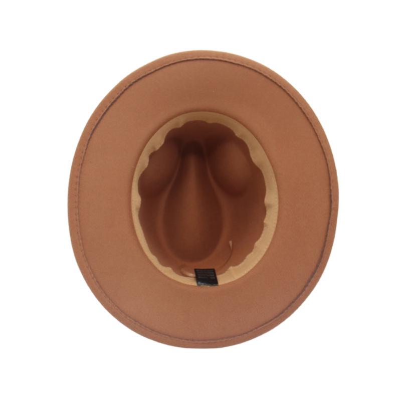 New European-American Style Jazz Windbreaker Hat with Large Brim Felt - Solid Color