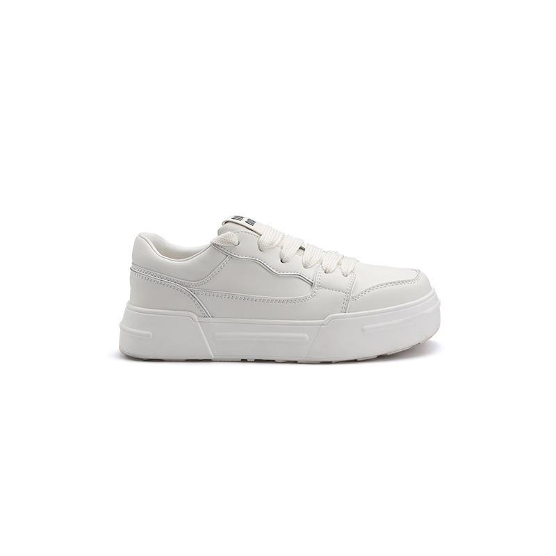 ~ College style casual square head thick sole lace-up versatile biscuits little white shoes women's autumn and winter models