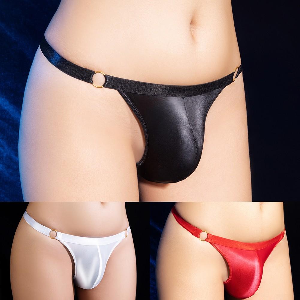 Panties Shiny Briefs Shiny Solid Color Thong Underpants