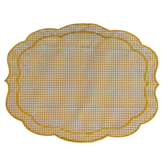 Plaid Placemat Vintage Style Embroidered Placemat Machine Washable Farmhouse Placemat for Dining