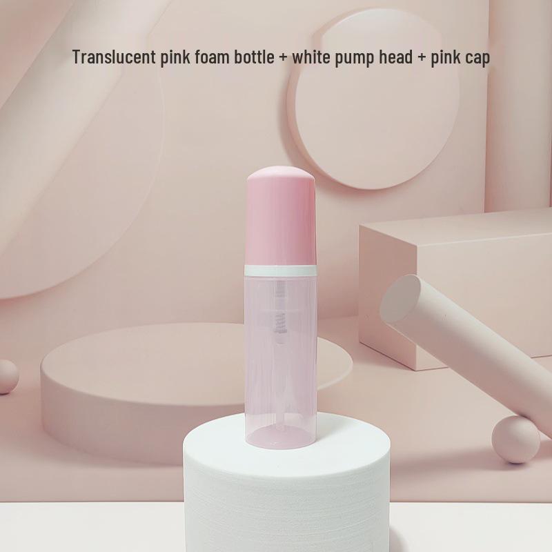 Pet Translucent Pink Press-to-Foam Refillable Cleanser/Mousse/Toothpaste Bottle, 60ml