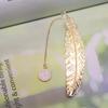 Creative Design Aesthetic Brass Bookmark for Book Retro Leaf Metal Book Tab with Pendant Set Cute Student Supplies Teacher Gift