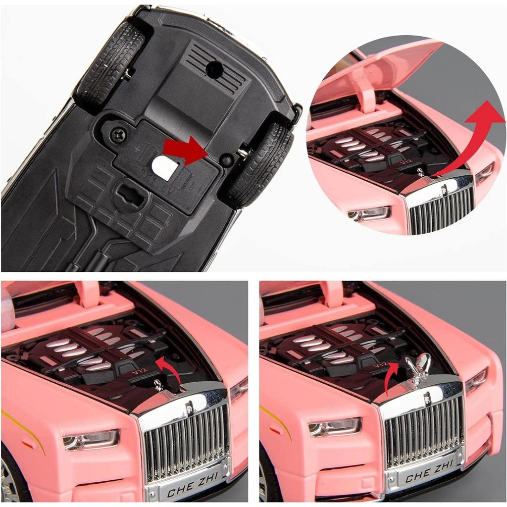 Rolls-Royce Phantom-Modellauto im Maßstab 1/32, Spielzeugauto mit Rückziehfunktion aus Zinklegierung mit Ton und Licht als Geschenk für Kinder, Jungen und Mädchen