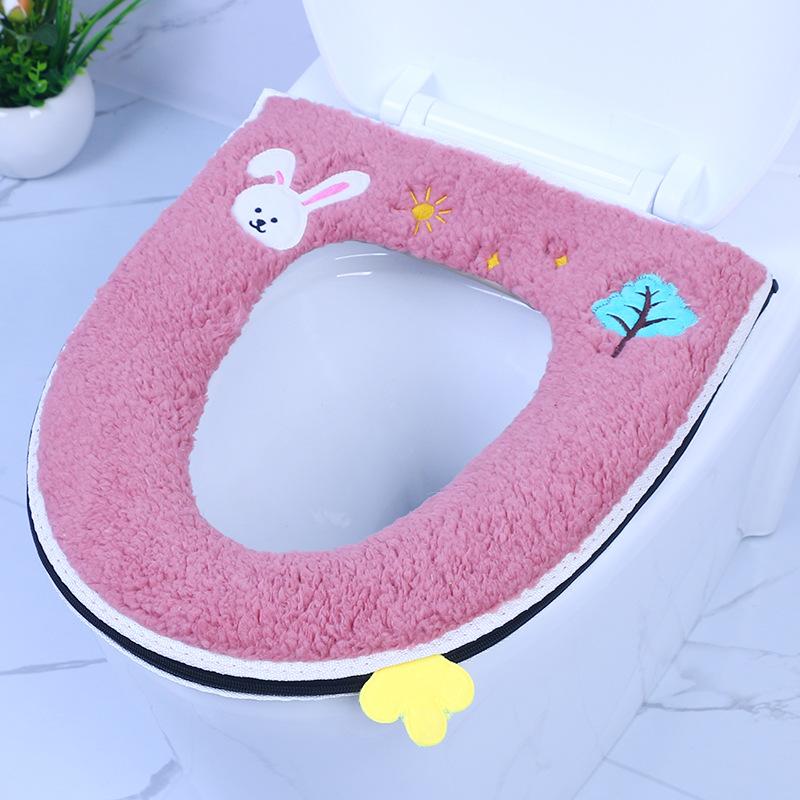 Toilet seat cushion thickened household four-season comfortable seat cushion toilet cover buckle zipper seat cushion