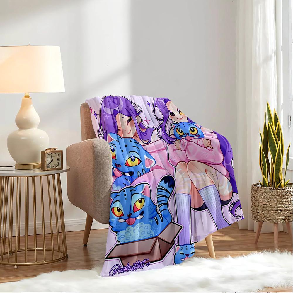 Grupo de Chicas Anime K-POP Manta Suave y Cálida Cuatro Estaciones Manta Gruesa de Punto de Poliéster para Todas las Estaciones para Cama, Camping, Viaje Regalo Perfecto