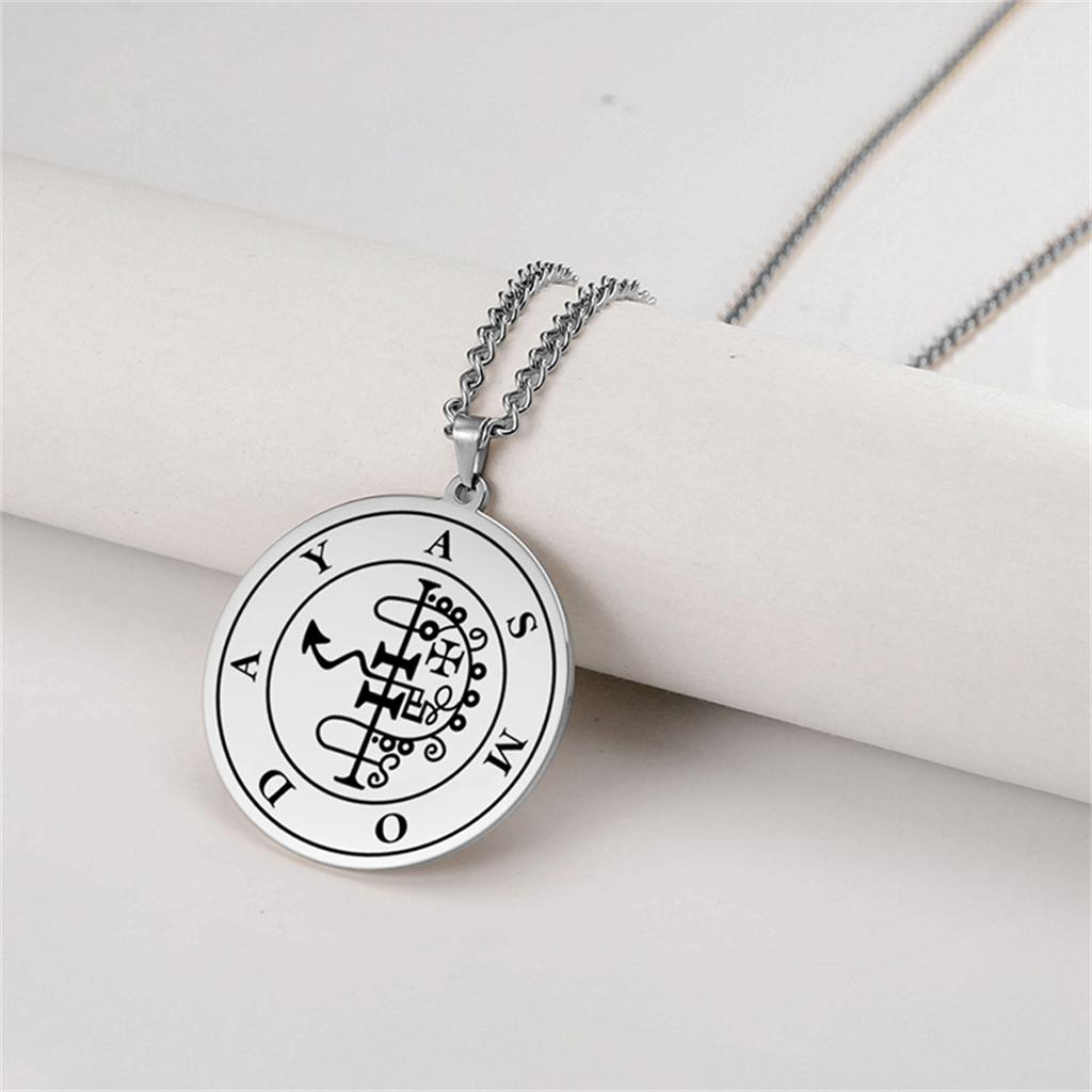 EUEAVAN Vintage Solomon Seal Pendant Necklaces Stainless Steel Silver Color King Asmoday Demon Sigil Amulet Jewelry Gifts