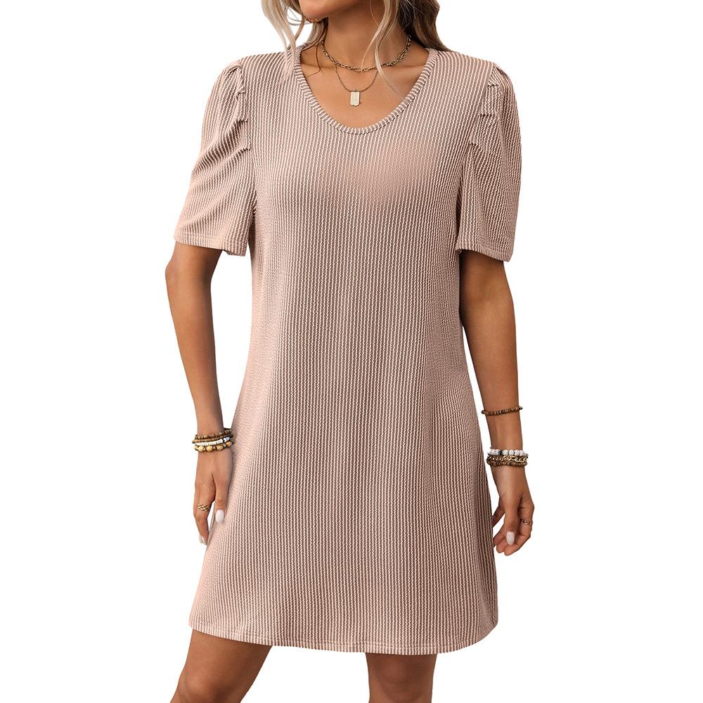 

Платье средней длины с контрастными полосками и рукавами-фонариками для женщин XXL светло-коричневого