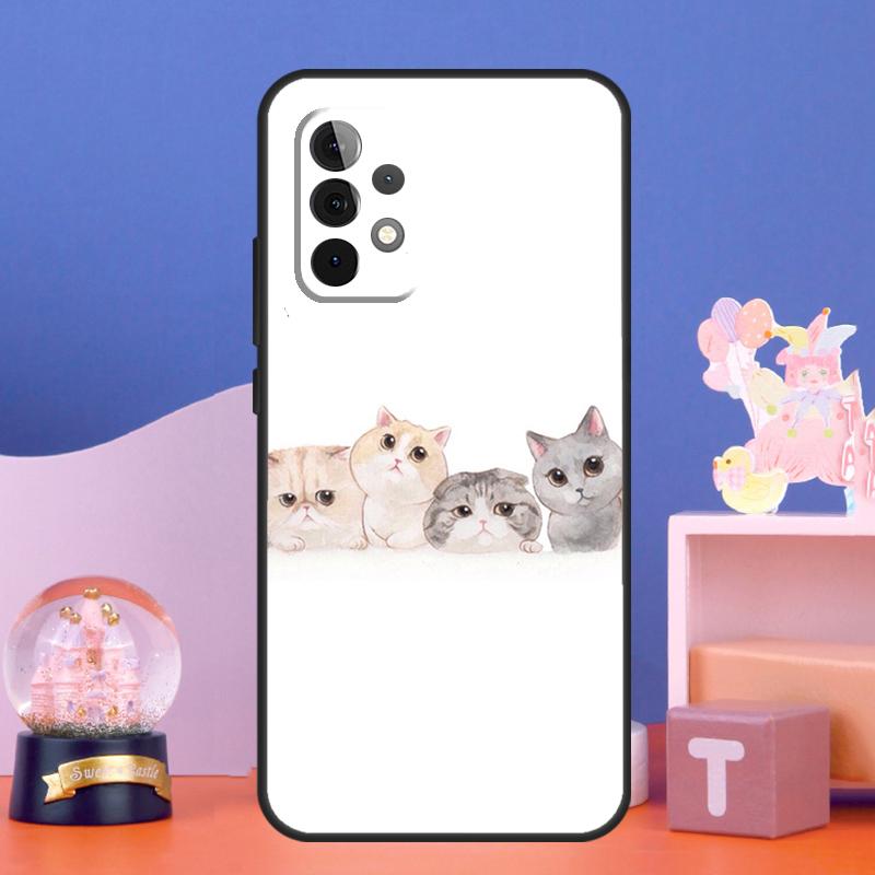 Kawaii Neko Cat Case For Samsung Galaxy A16 A26 A36 A56 A15 A35 A55 A34 A54 A52 A12 A32 A13 A33 A53 A17 A06