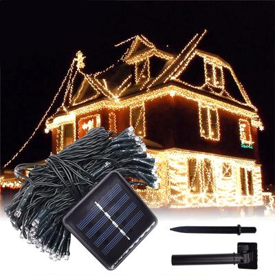 Guirnalda de luces solares de 12 m y 100 LED para Navidad, fiestas, decoración de jardín al aire libre