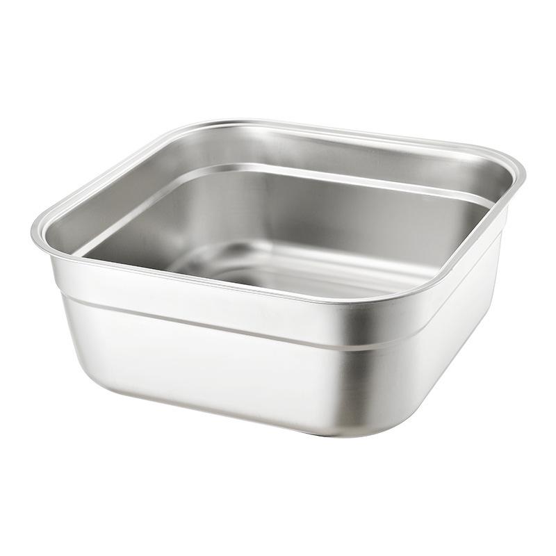 Large 304 Stainless Steel Colander with Lid - Square Vegetable Washing and Oil Draining Basin