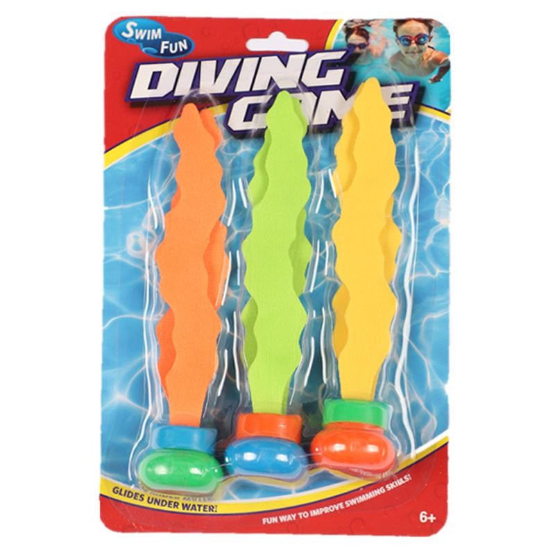 3 Pcs Kids Diving Pool Toys Sea Plant Shape Outdoor Swimming Pool Children Games Interactive Training Underwater Grabbing Toys