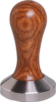 [Teranuvo] Espresso Tamper 58mm Flach Edelstahl Holzgriff Kaffeetamper Kaffeewerkzeug Tampen Müllhalde Druckmaschine