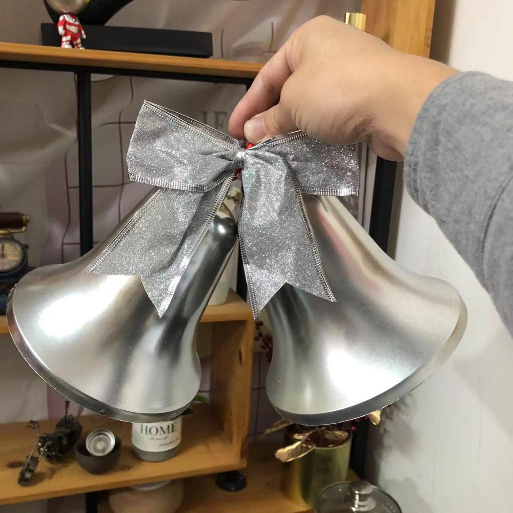 80cm Extra Large Golden Christmas Bell Ornament with Dual Clocks and Speakers for Mall, Hotel, or Bar Decor