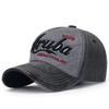 Retro Aruba 1499 Quilted Baseball Cap Unisex Washed Denim Style Dad Hat 3D Letter Embroidery Pu Leather Brim Snapback Sun Cap