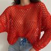 BITCED Sweater with Flared Sleeves Loose Crew Neck Cutout Sweater for Women